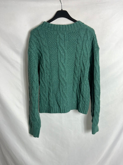 INDIE+MOI. Jersey verde flores bordadas. T 1(S)