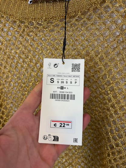 ZARA. Top tejilla dorado. T S