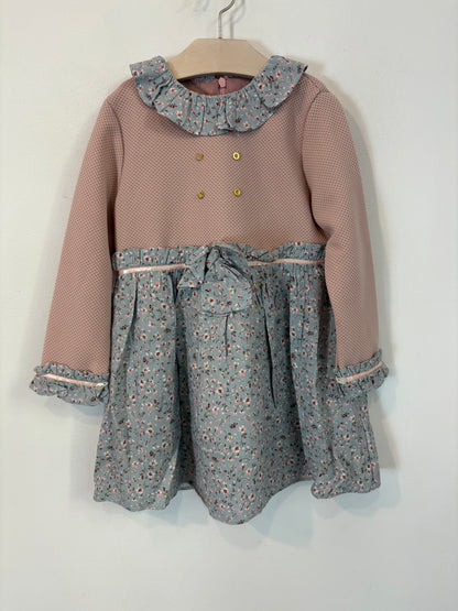 DEL SUR. Double-textured dress in pastel tones. Size 5 years.