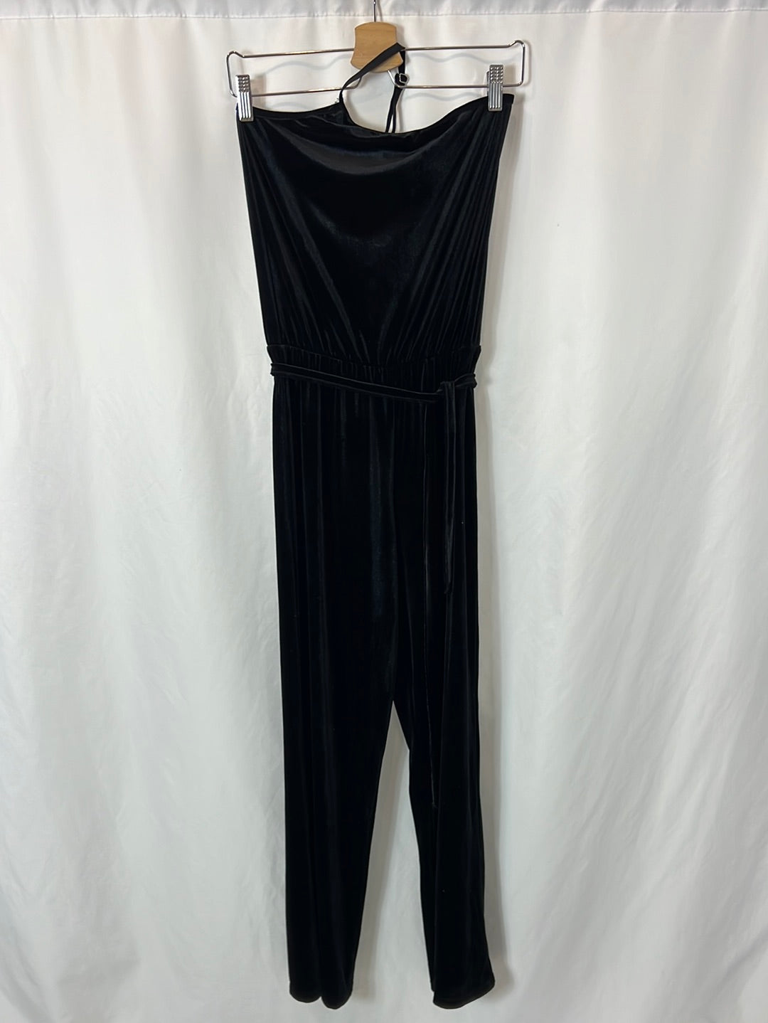 BROWNIE. Long black velvet jumpsuit. XS/S