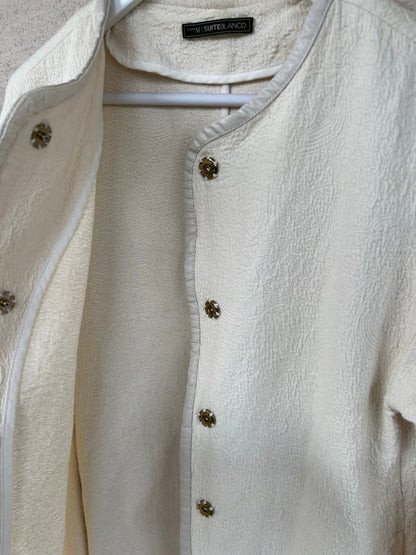 WHITE. White textured Tm jacket