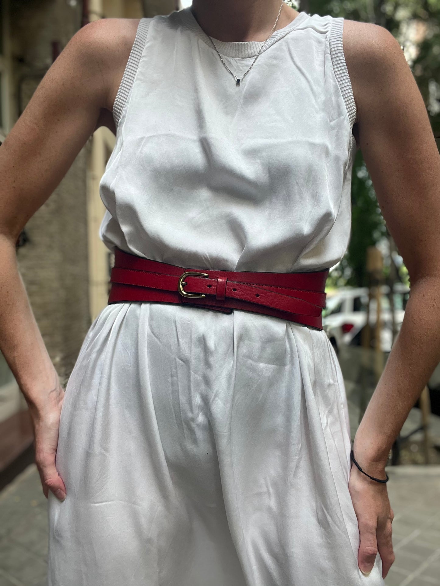 IQ COLLECTION. Leather sash belt