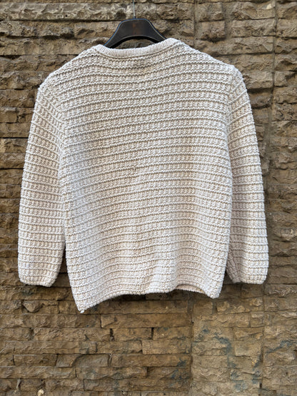 ZARA. Chaqueta punto beige botones dorados. T S