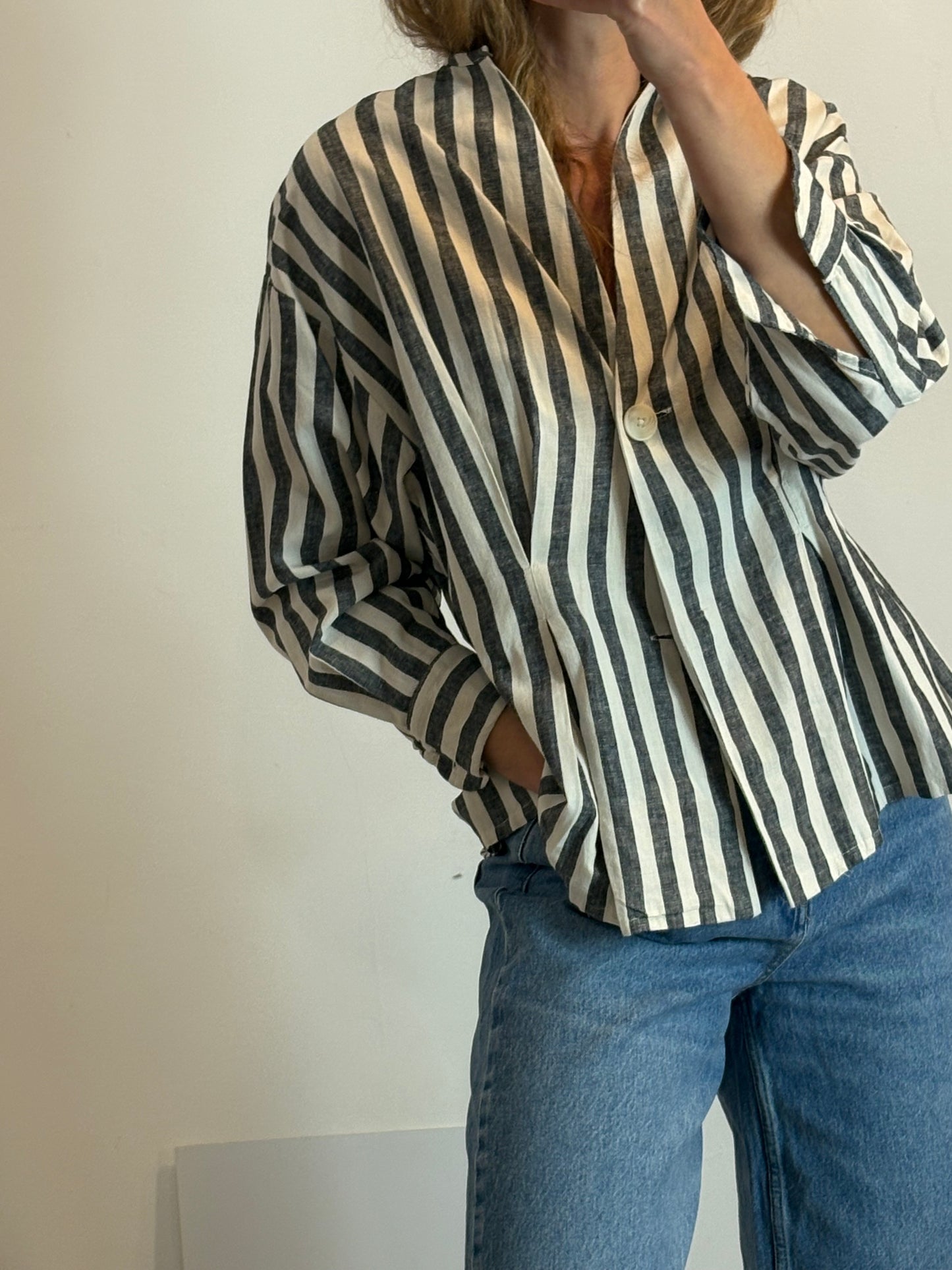 NESINES. Blusa/chaqueta rayas lino y algodón