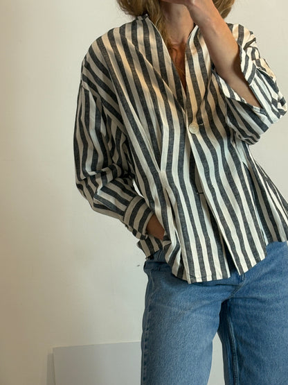 NESINES. Blusa/chaqueta rayas lino y algodón