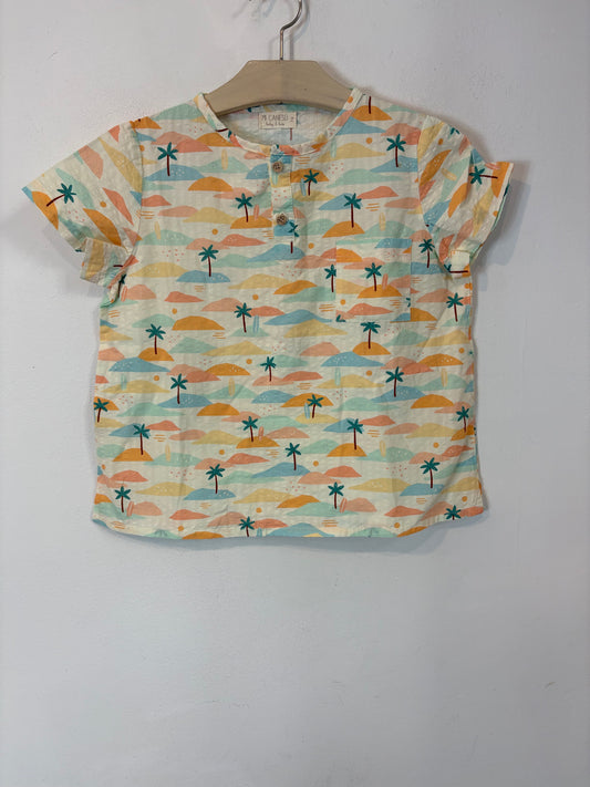 MI CANESU. Camisa fluida palmeras T.7 años