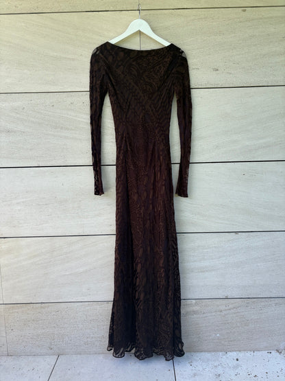Vestido midi marrón texturas