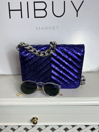 BERSHKA. Purple glitter mini bag