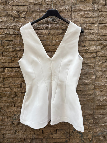 ZARA. Top blanco detalle volante