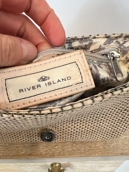 RIVER ISLAND. Beige double-handle bow bag