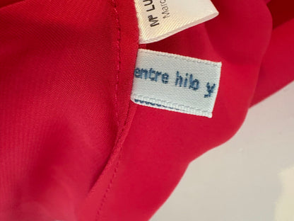ENTRE HILO Y ALGODÓN. Vestido largo rosa satinado