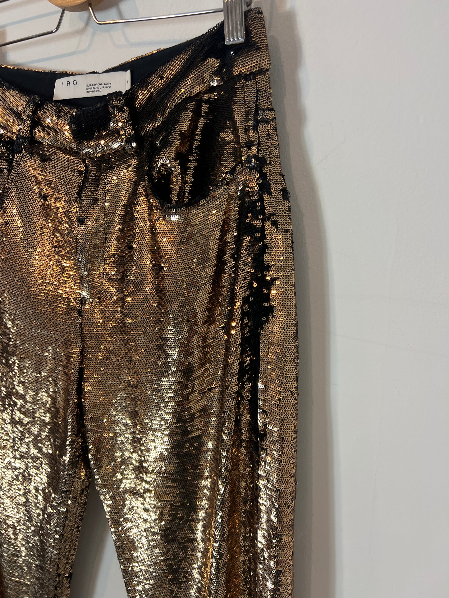 IRO. Pantalón largo lentejuelas T.36