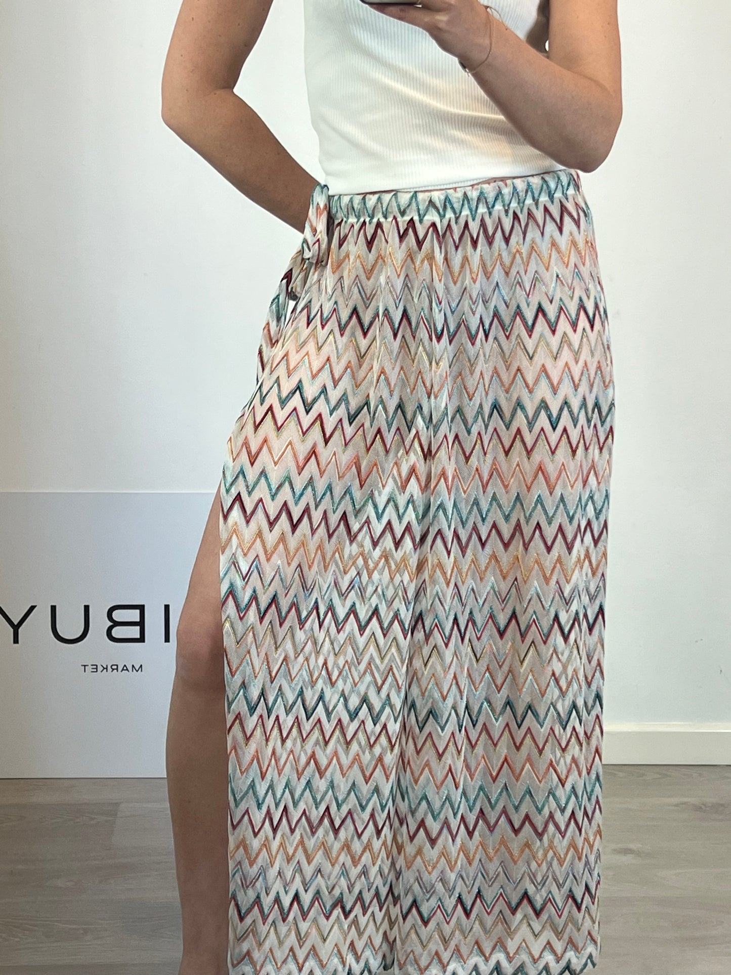 MISSONI. Pantalón zig zag aberturas. T44(s/m)