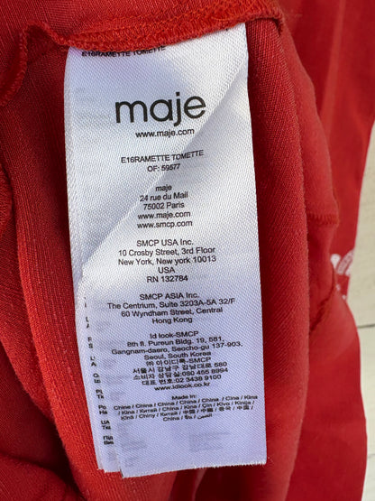 MAJE. Vestido corto rojo bordados. T 1 (S)