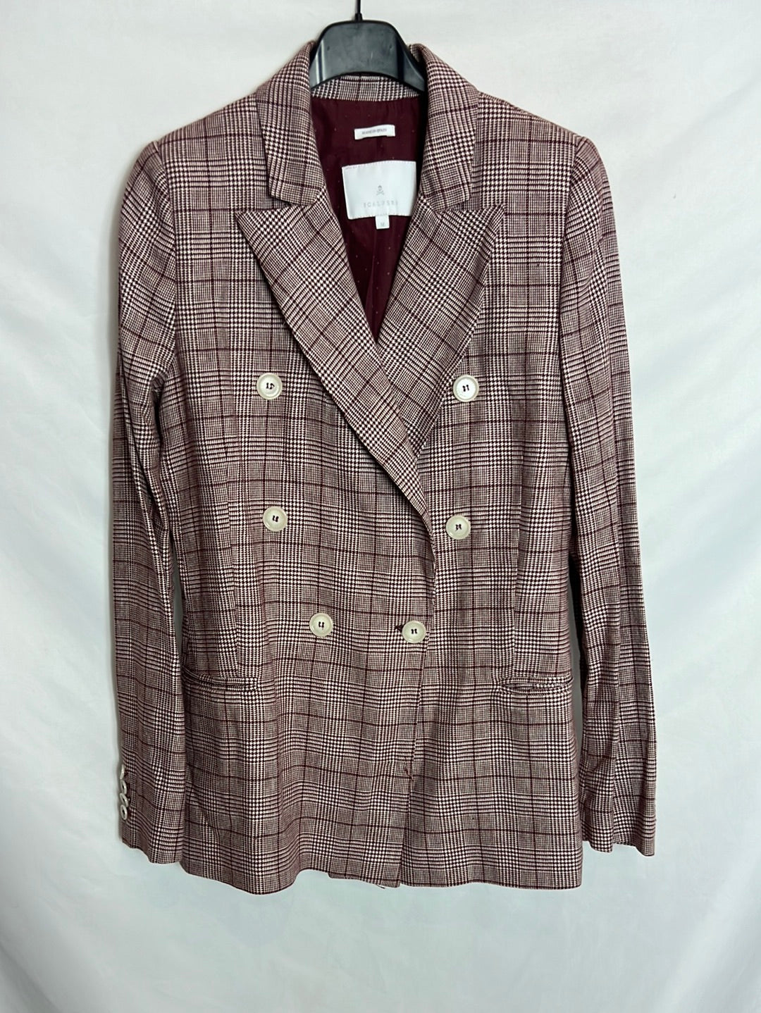 SCALPERS. Burgundy checked blazer. TM