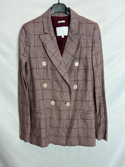SCALPERS. Burgundy checked blazer. TM