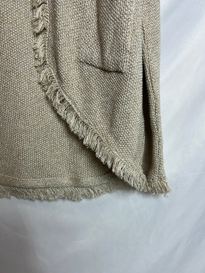 ZARA. Chaqueta punto beige hilos dorados. T M