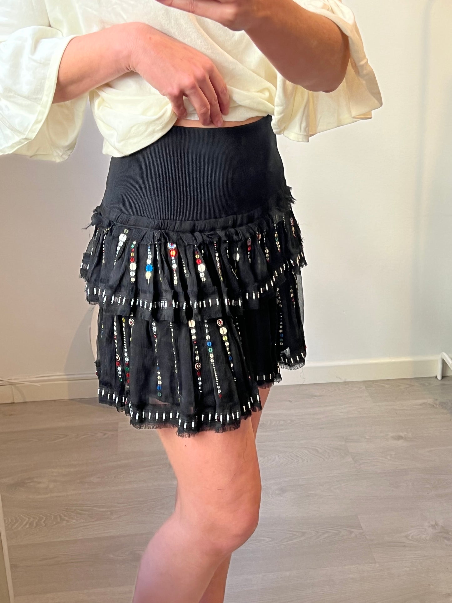 ISABEL MARANT. Falda seda lentejuelas. T 38