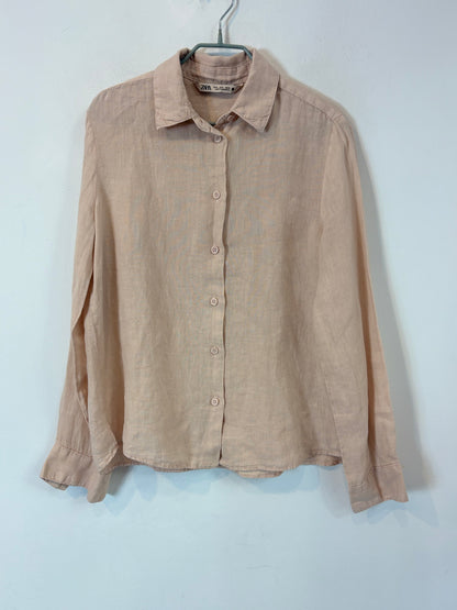 ZARA. Conjunto lino rosa palo