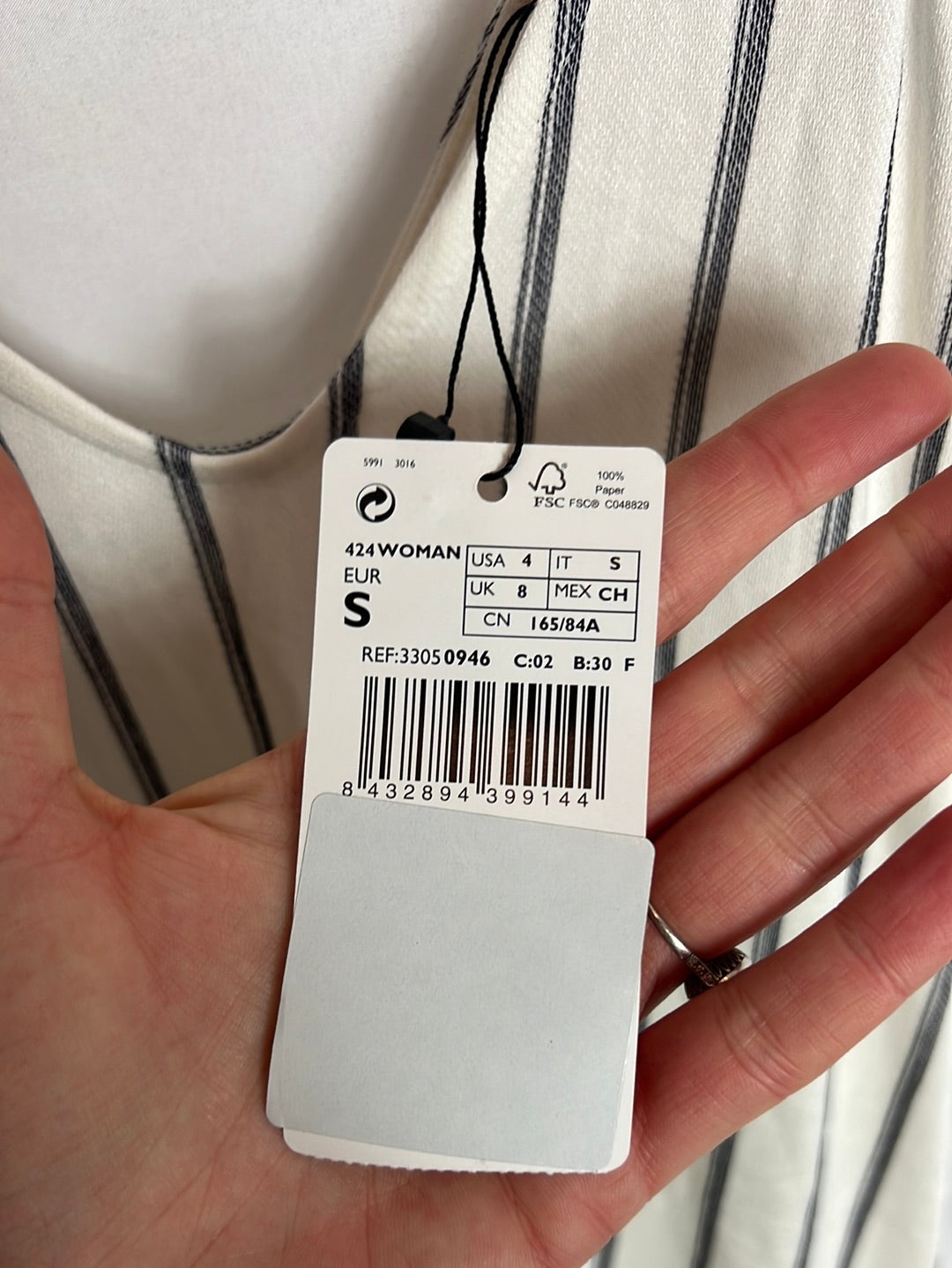 MANGO. White striped midi dress Ts