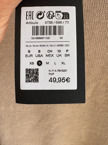 MASSIMO DUTTI. Top beige punto manga larga