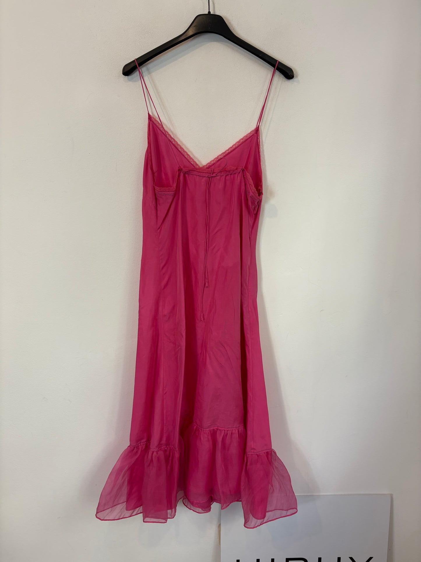 Vestido seda vintage fucsia