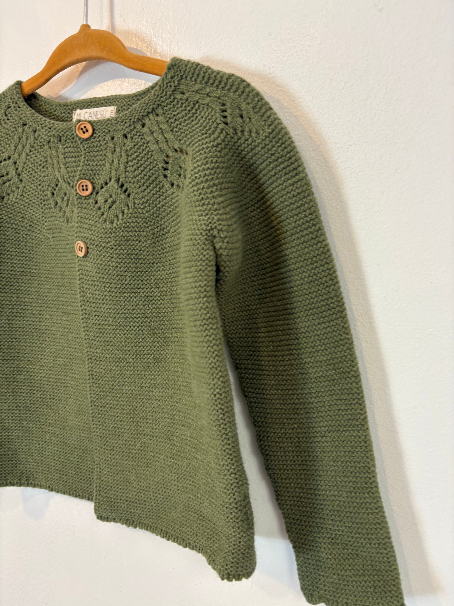 MI CANESÚ. Chaqueta punto verde caza. T 24 meses