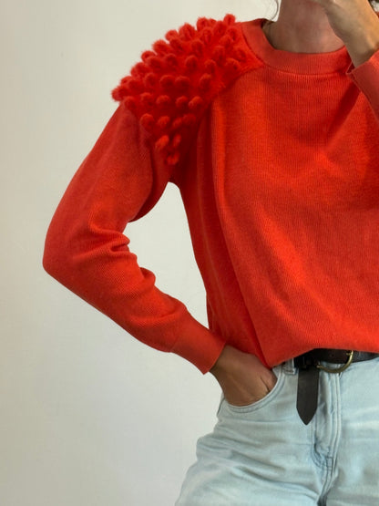 UTERQÜE. Jersey rojo detalle hombros