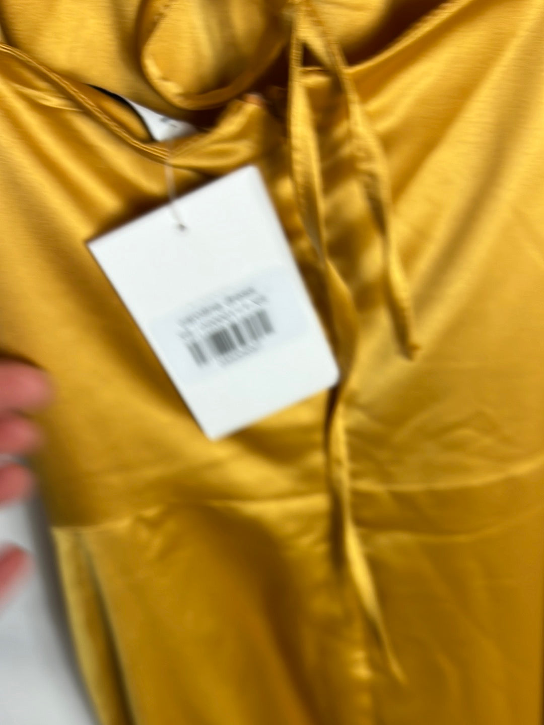 LAAGAM. Mustard satin midi dress. Size XS