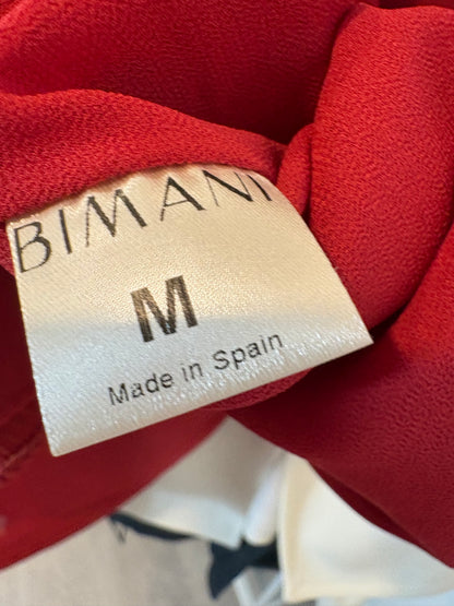 BIMANI. Blusa roja botones y hombreras