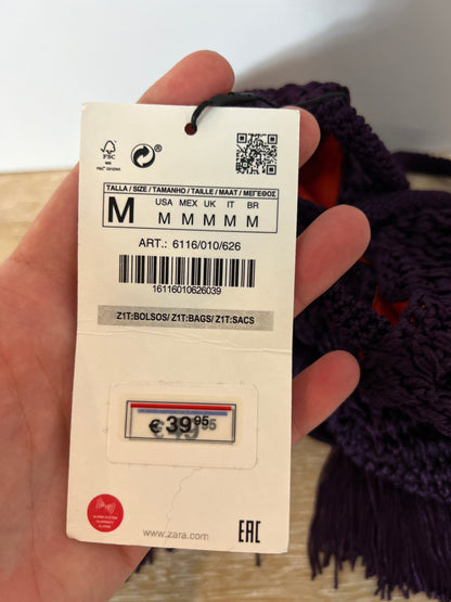 ZARA. Bolso asa corta flecos