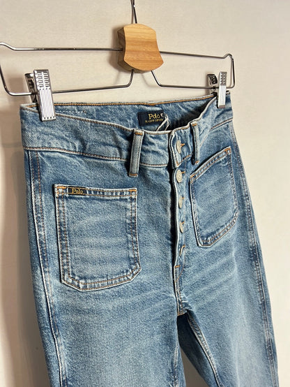 RALPH LAUREN POLO. Buttoned skinny denim. T 36