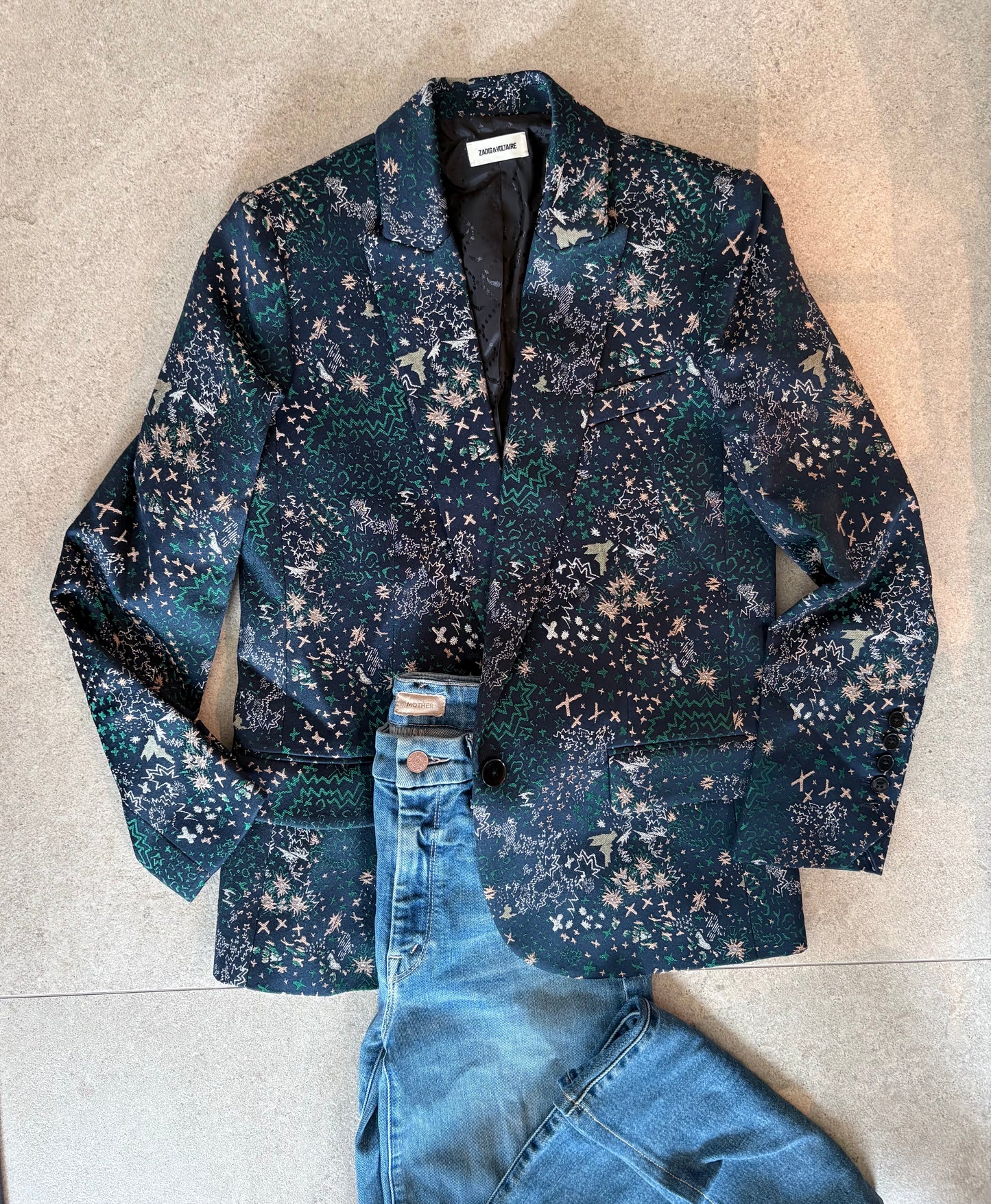 ZADIG & VOLTAIRE. Blazer azul bordados