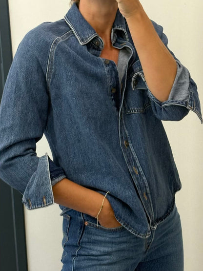 ZARA. Camisa denim bolsillo