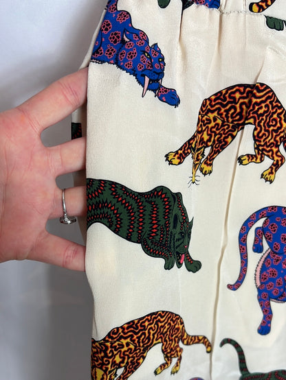 STELLA McCARTNEY. Silk-print trousers. Size 40