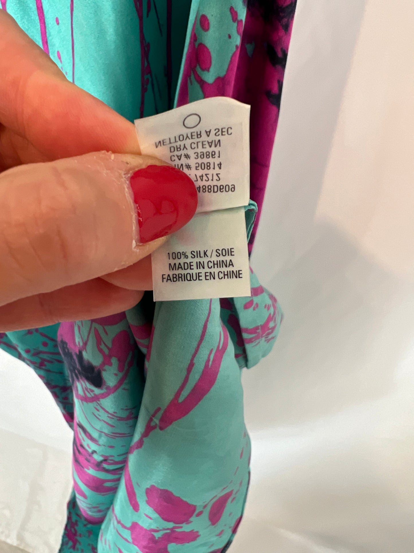 ELIE TAHARI. Asymmetrical silk dress, size 38