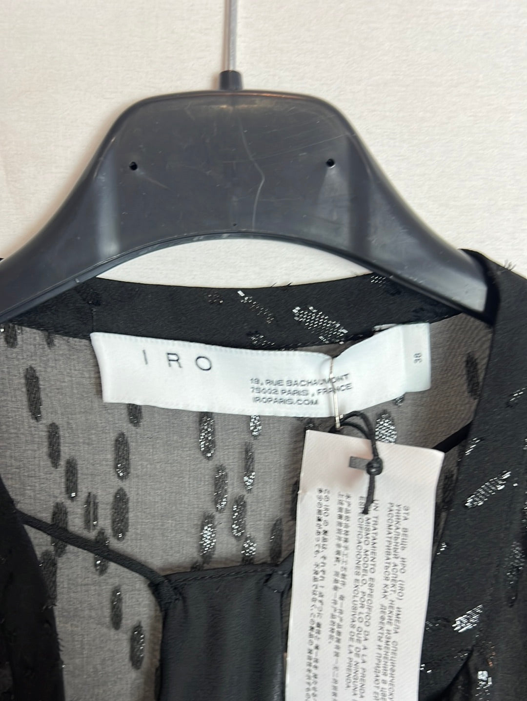 IRO. Vestido seda negro brillo. T 38