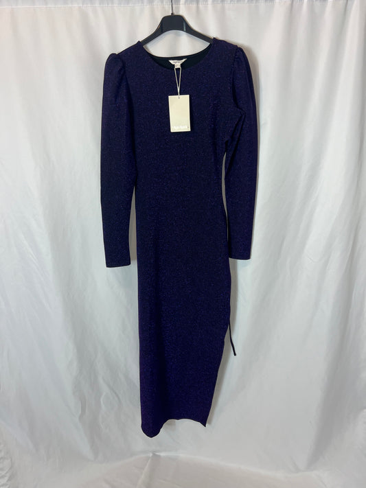 HIGH SPIRITS. Vestido largo morado hilos aberturas. T S