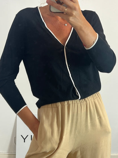 MASSIMO DUTTI. Chaqueta punto negra y blanca. T S