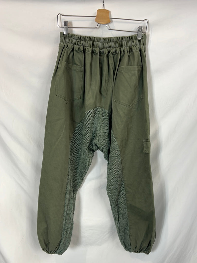 GITANNA. Pantalón verde doble textura Tm/l