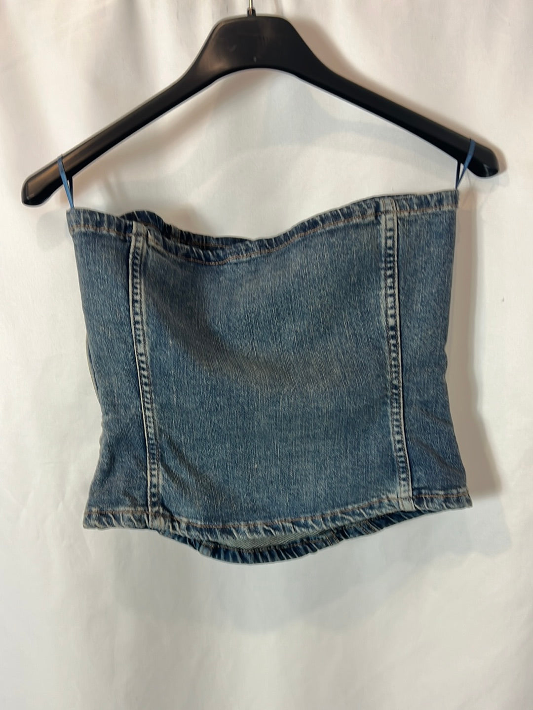 ZARA. Top palabra de honor denim. T S