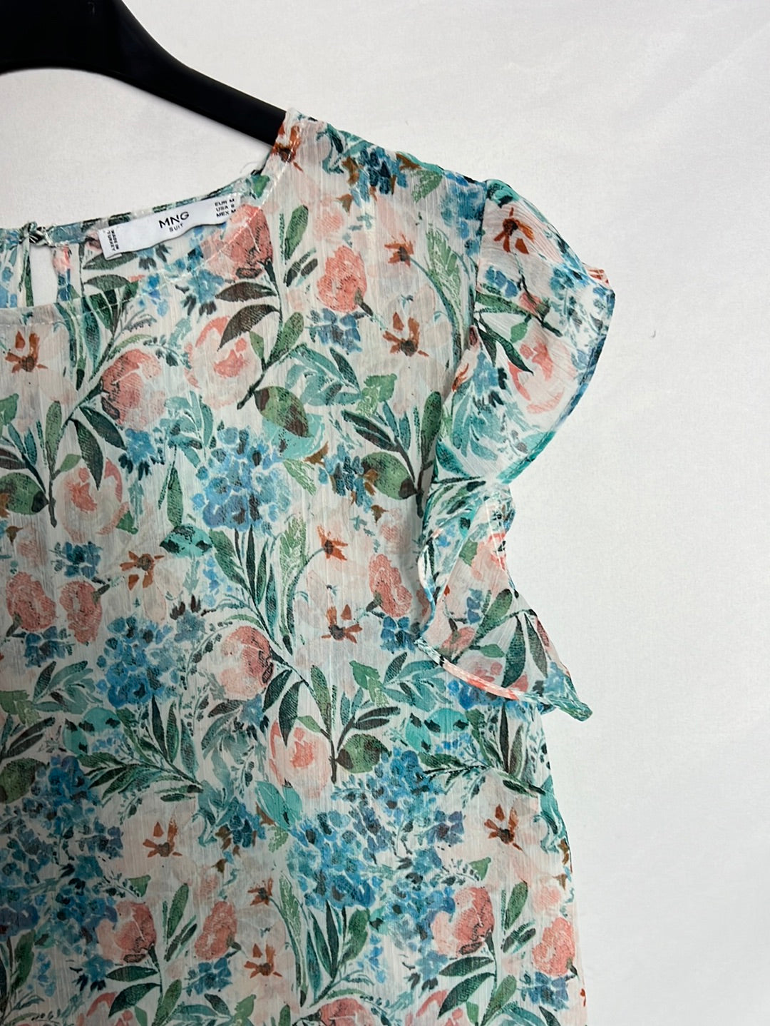 MANGO. Top flores semitransparente . T M