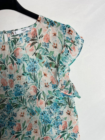 MANGO. Top flores semitransparente . T M