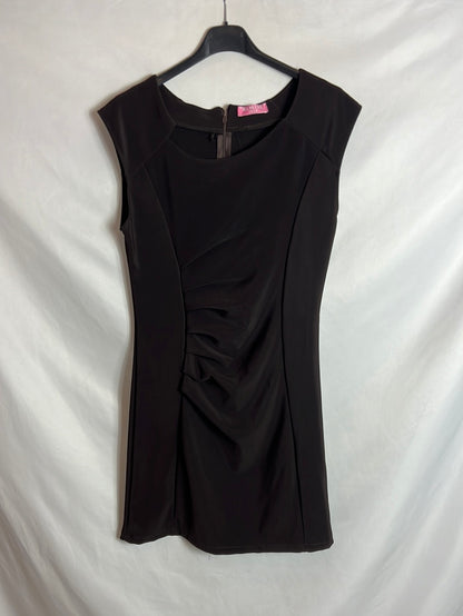 RIMINI. Total look: stretchy brown dress and jacket. Medium/Large