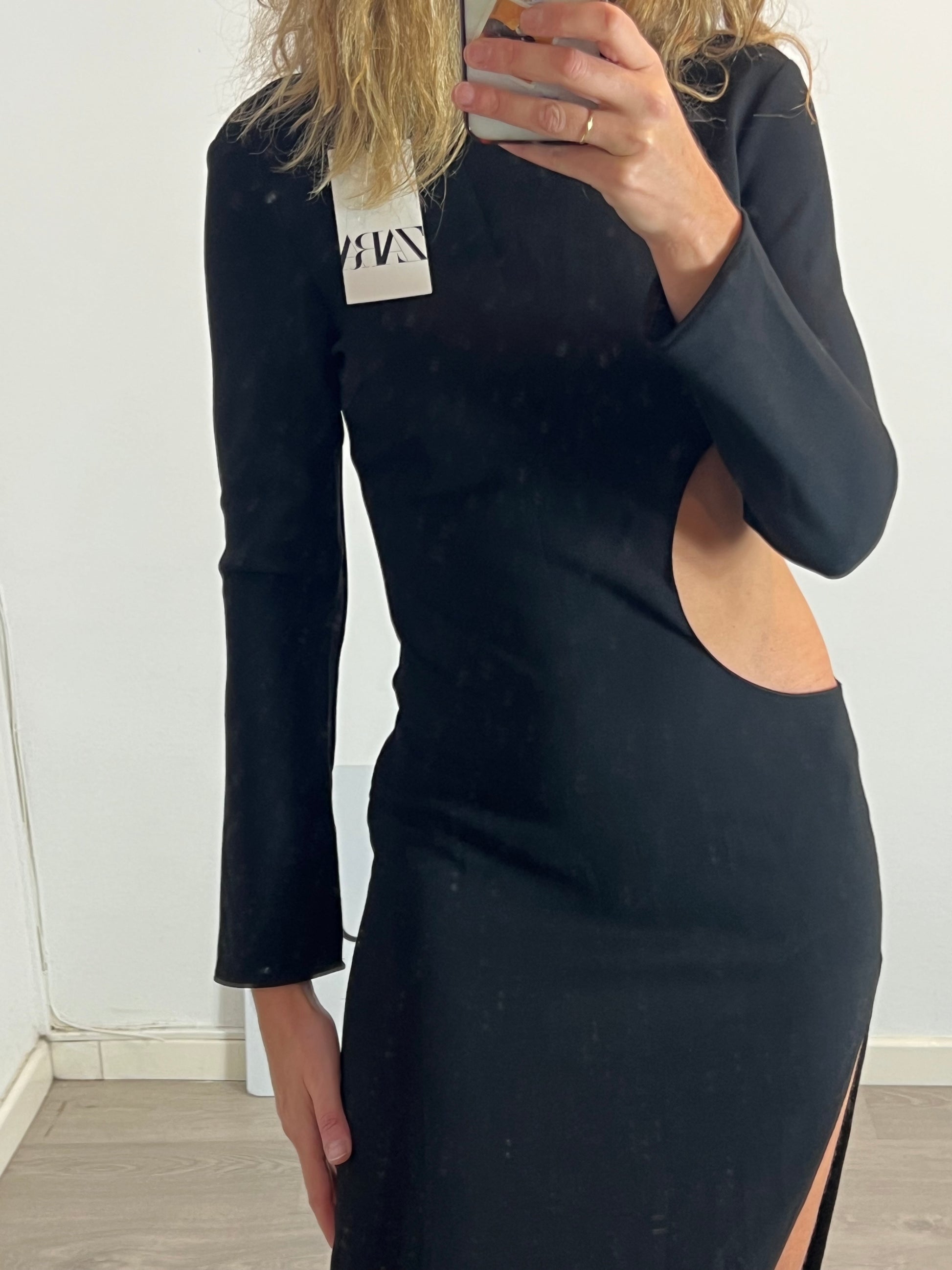 ZARA. Long black dress with slit. TM Hibuy market ZARA. Long black dress with slit. TM Hibuy market