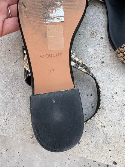 LATOUCHE. Sandalia piel cruzada snake print. T 37