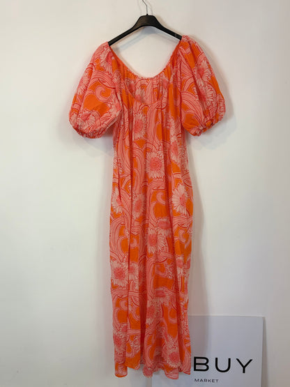 OTRAS. Vestido largo estampados naranjas. T S