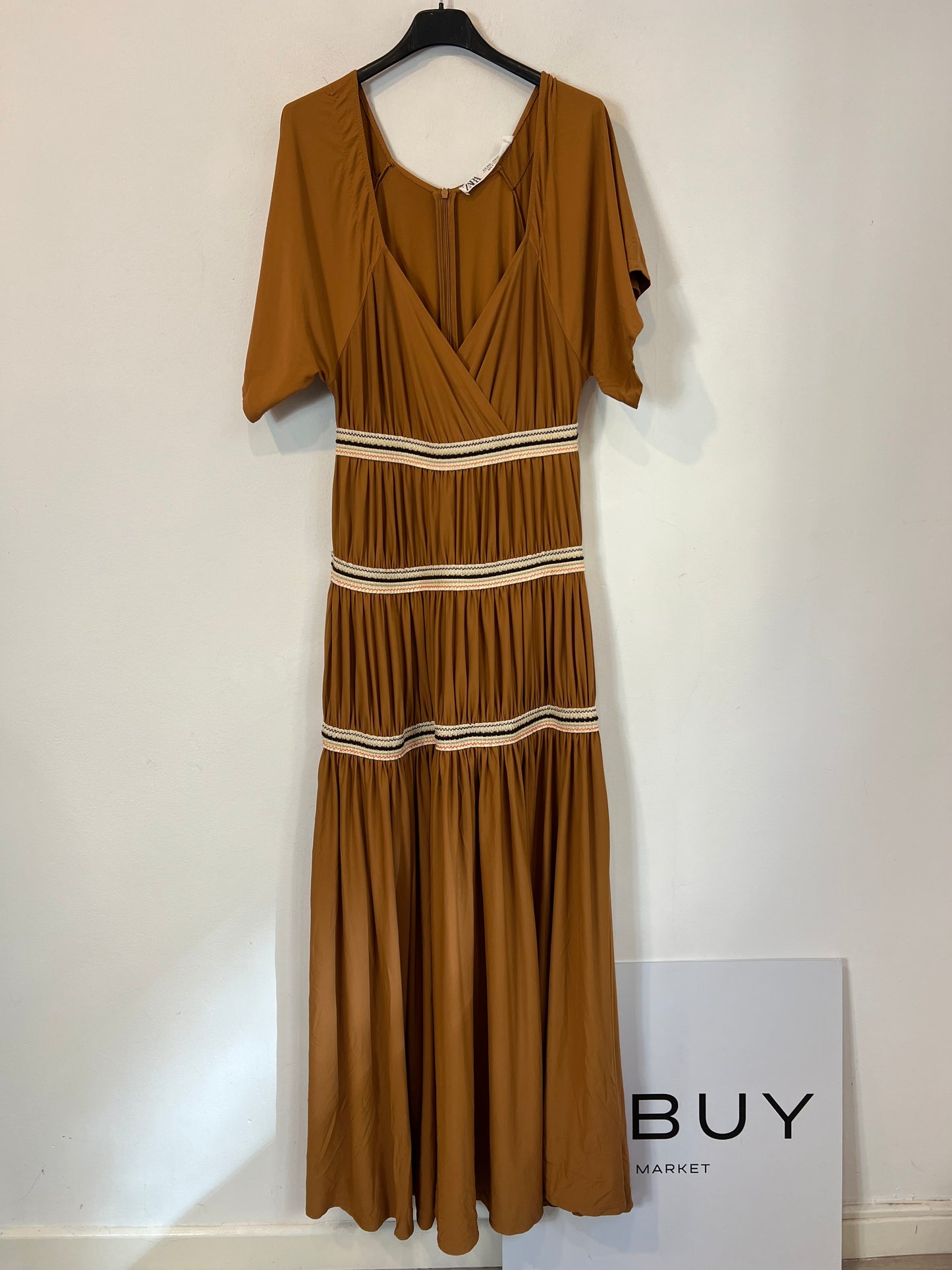 ZARA. Camel Ts long dress