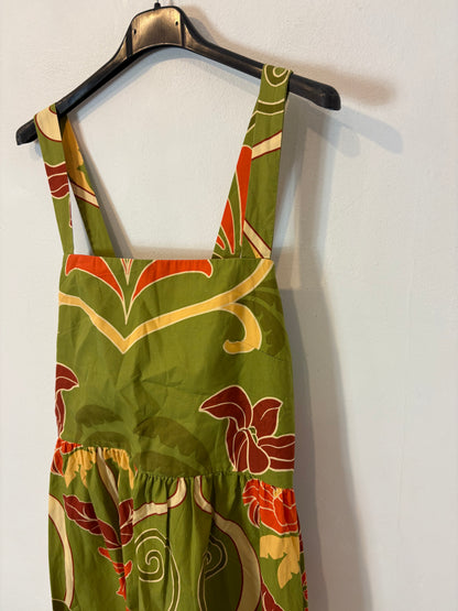 ZARA. Vestido verde midi estamapdo