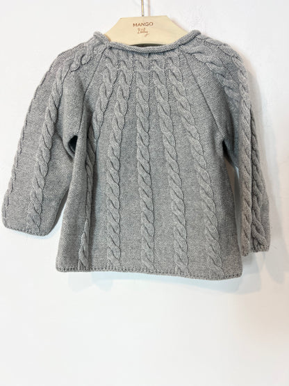 FOQUE. Jersey gris ochos. T 12 meses